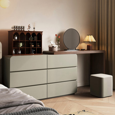 Makeup Vanity with mirror,6 drawers,1 chair