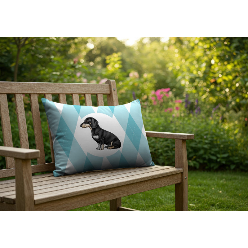 Coussin réversible intérieur / extérieur Dachshund Dog, 25 x 18, Sarcelle