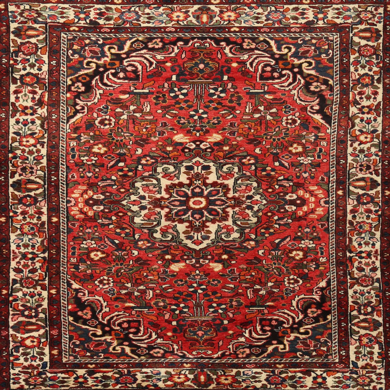 Tapis oriental Dannielle Mehroon / noir / crème, Carré 8 pi
