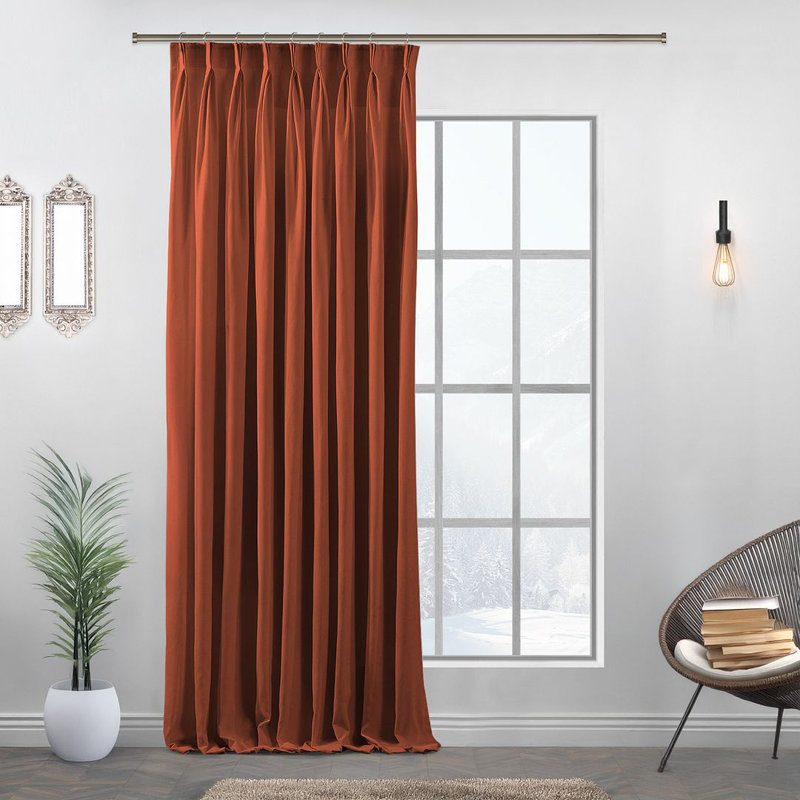 Room Darkening Single Curtain Panel, Orange, 245cm Width x 265cm Drop