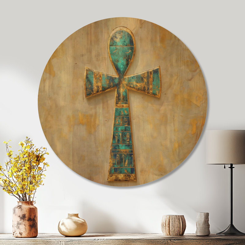 Ankh de la vie éternelle - Décoration murale ronde en bois Boho, Rond 36 po, Rond