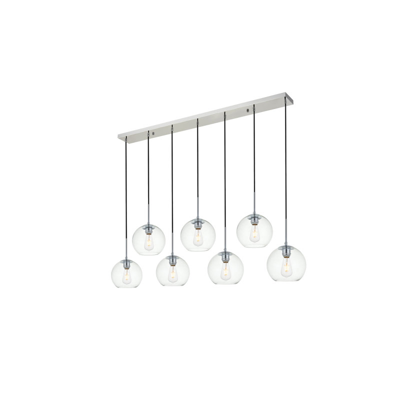54 Inch Pendant Clear Shade, Chrome
