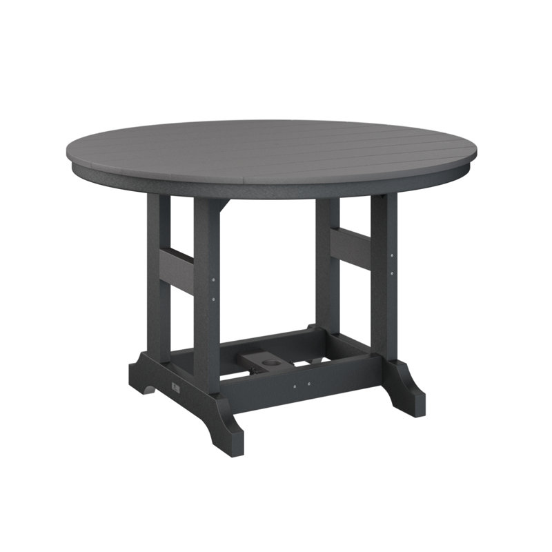 Garden Classic Outdoor Round Bar Table, Smoke Gray, Black