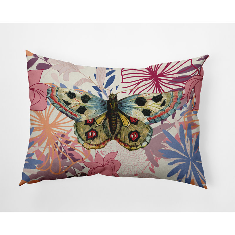 Coussin décoratif floral intérieur / extérieur en polyester, H 14 po x l 20 po, Rectangle