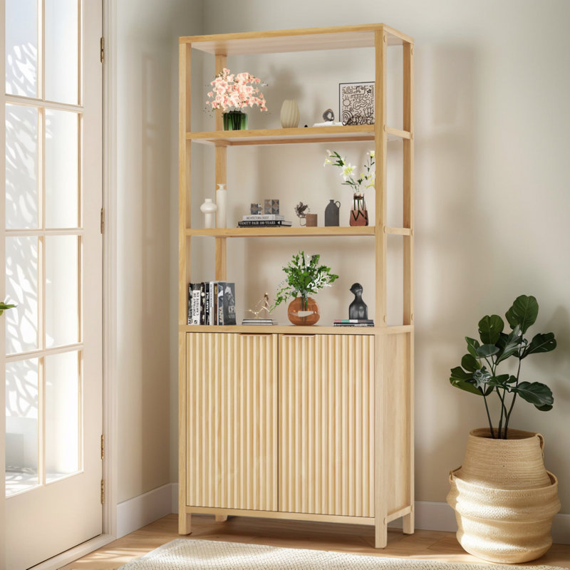 Vitrine en chêne à 2 portes et 6 tablettes, Chêne