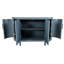 Console en bois de 120 cm (47,2 po), bleu moderne, avec 4 portes et étagères intérieures réglables, idéale pour le salon, le corridor, la chambre ou la cuisine.