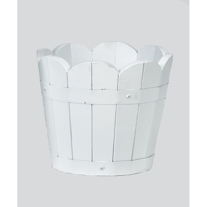 Pot à fleurs en baril Padminie, Blanc, H 8 po x l 9,5 po x P 9,5 po