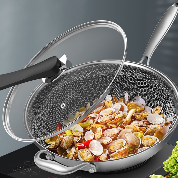 DALELEE Non-Stick Double Sided Honeycomb Cooking Wok with Lid Stainless  Steel & Reviews