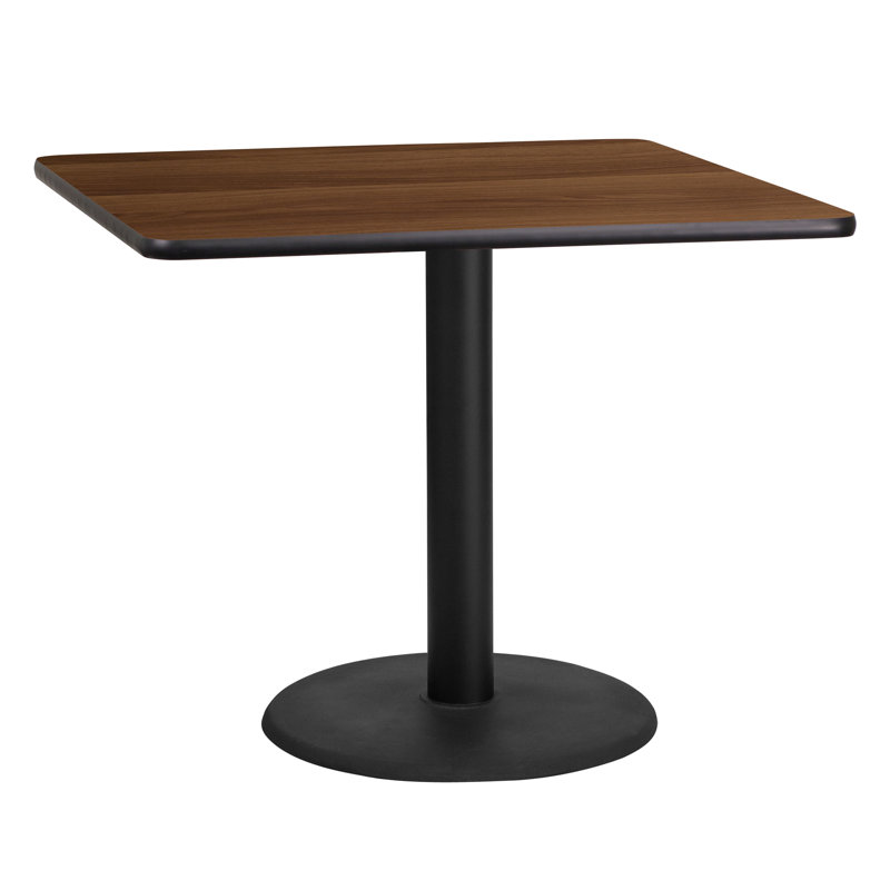 Plateau de table stratifié carré Jack avec base à hauteur de table, H 31,12 po x l 36 po x P 36 po, Noyer