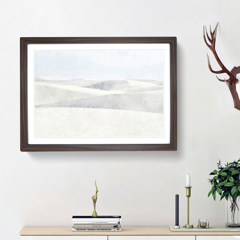 White Sands in New Mexico - Picture Frame Painting Print, 45cm H x 63cm W x 2cm D, Walnut Framed