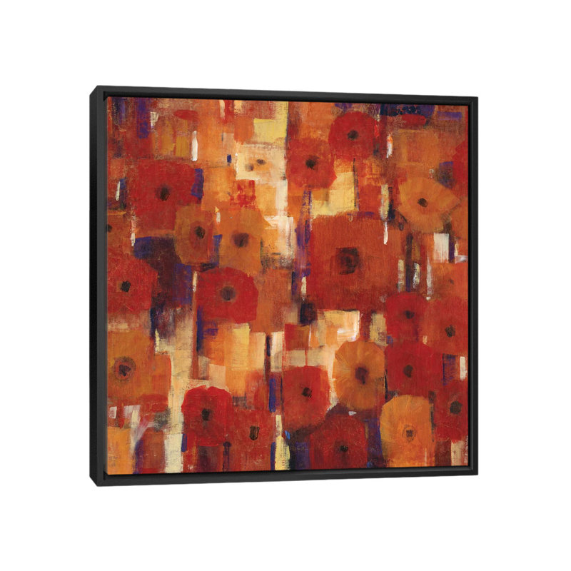 «Transitional Poppies II», reproduction d'art sur toile tendue, H 26 po x l 26 po x P 1,5 po, Toile avec cadre noir