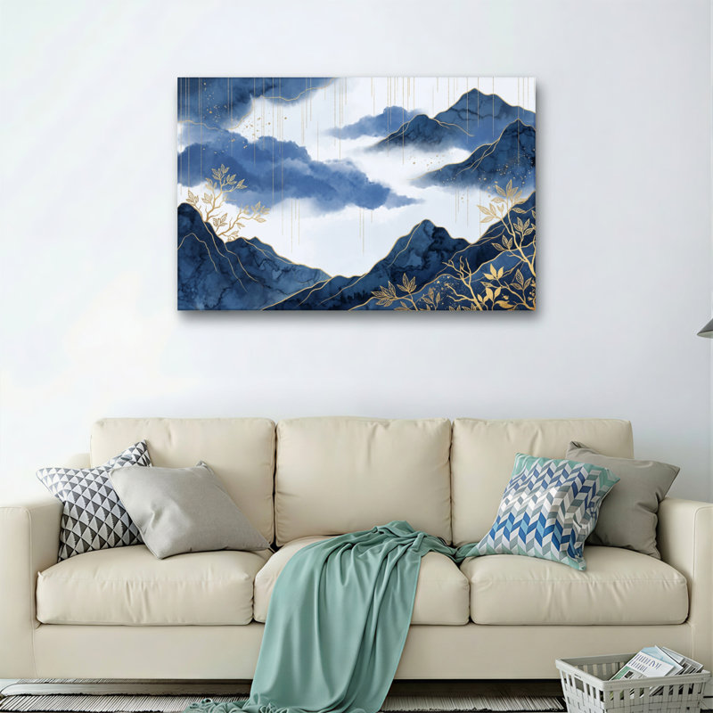 Ensemble de 1 tableau sur toile représentant un nuage de montagne, H 12 po x l 18 po, Toile tendue