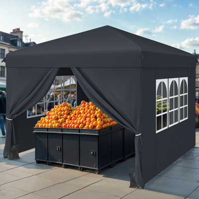 Balconera 3X3m Outdoor Pop Up Gazebo With Sides And Windows, Waterproof Folding Garden Canopy