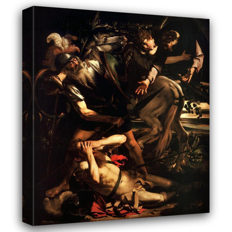 «The Conversion of Saint Paul» par Caravaggio - Toile tendue avec châssis, H 18 po x l 14 po