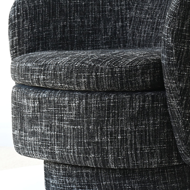 Fauteuil demi-tonneau pivotant rembourré (ensemble de 2), Noir