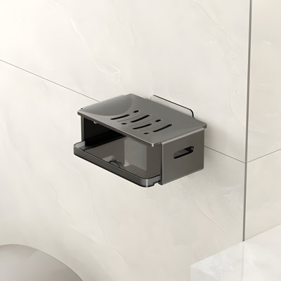 Soap Holder Wall Mounted Bathroom Organizer With Drainage Tray, Space Aluminum Soap Dish For Shower And Kitchen