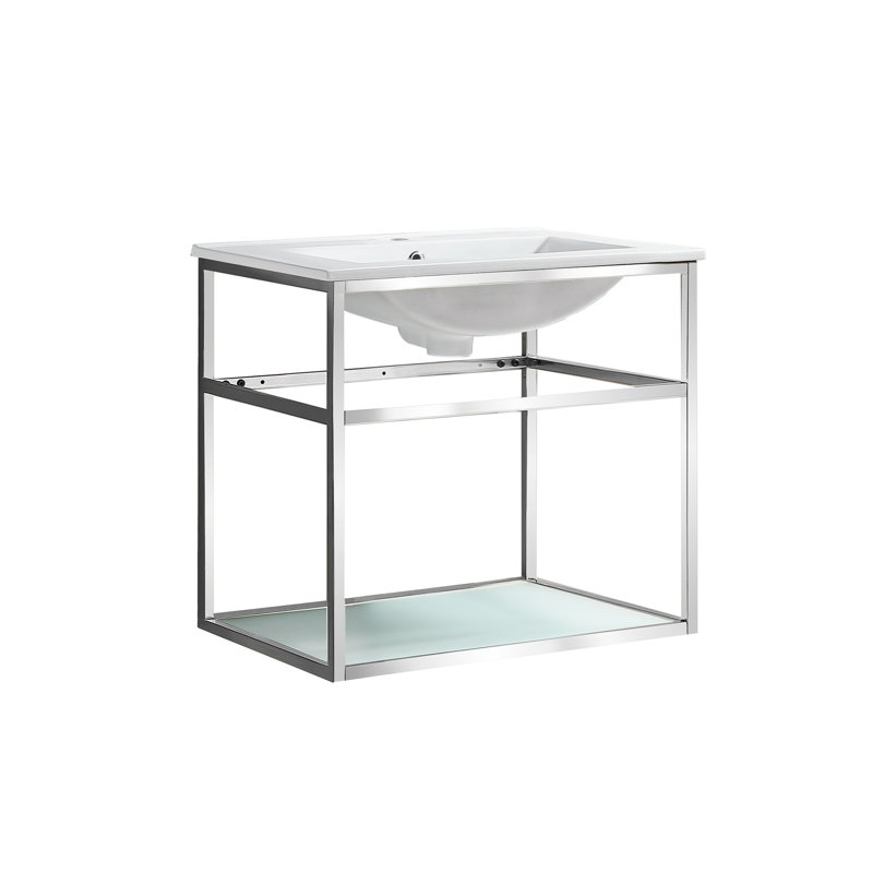 Pierre 24 Single, Open Shelf, Metal Frame Bathroom Vanity, Chrome