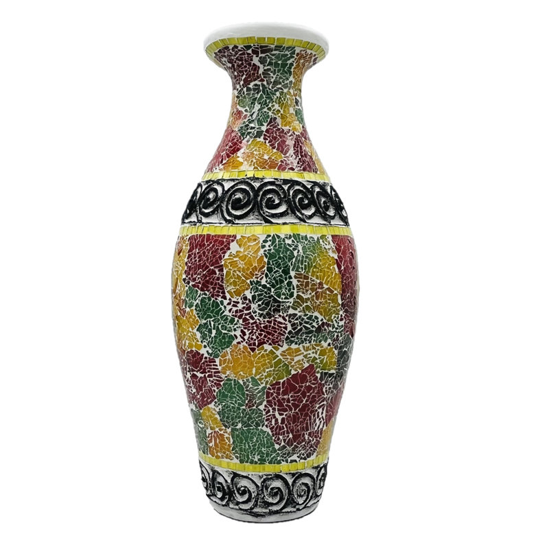 Vase de plancher en mosaïque terre cuite multicolore Santa Marina