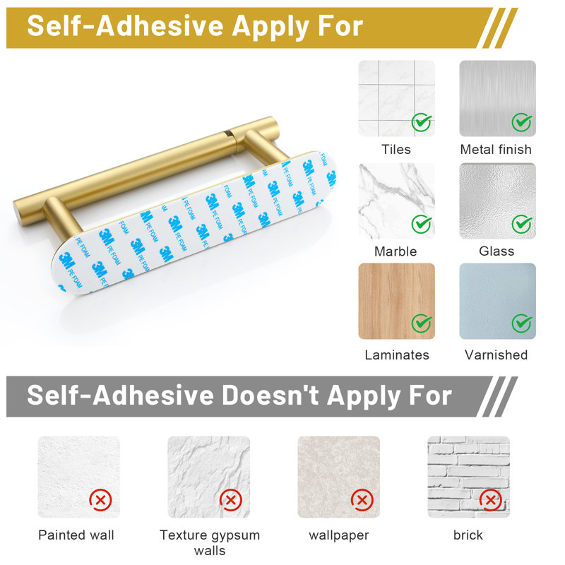 Porte-papier hygiénique autocollant Modern, Or brossé