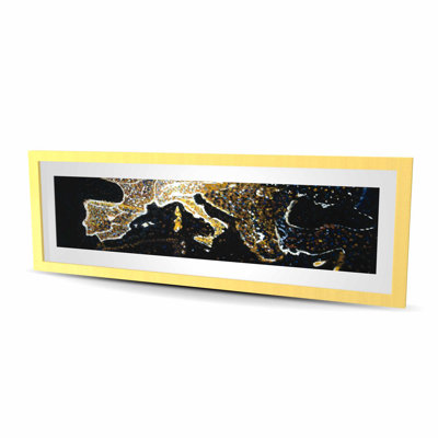 Imprimé mat noir encadré European Continent Office | Décoration