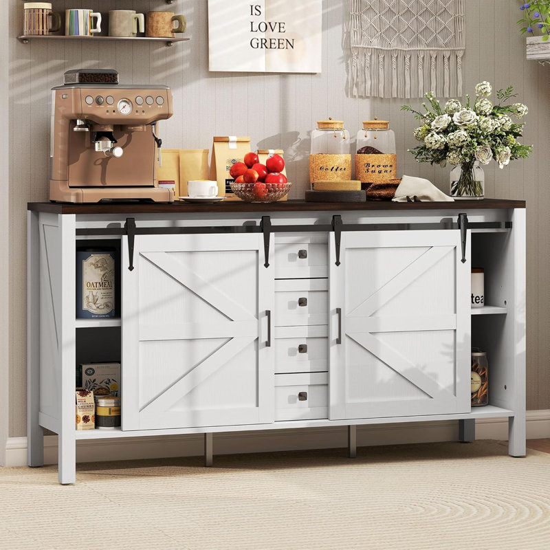 Modern Sideboard Buffet Cabinet with Upgraded Solid Wood Frame