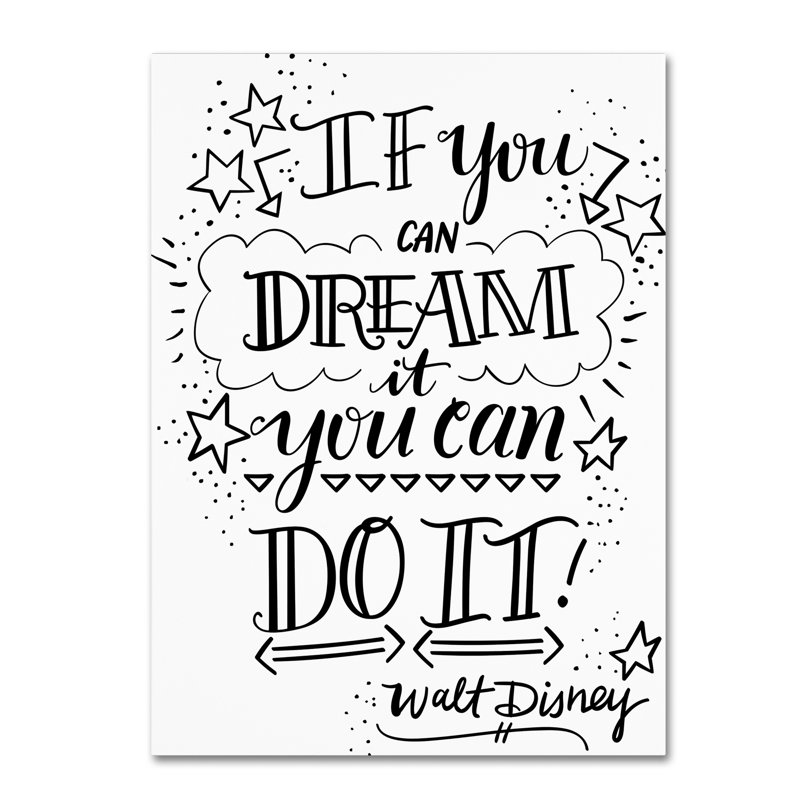 «Dream It Do It» par Arzel, reproduction d'art textuel sur toile tendue, H 32 po x l 24 po x P 2 po
