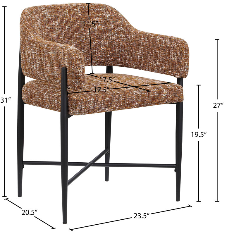 Jacenta Fabric Dining Chair, Cognac Polyester Fabric
