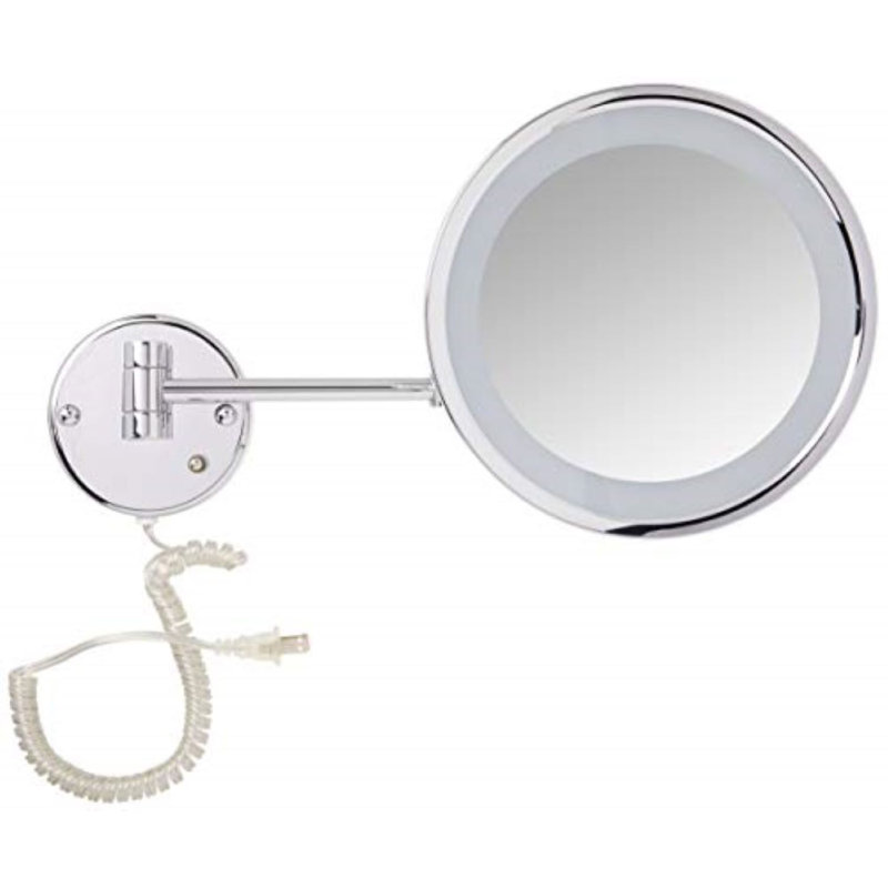 Miroir de maquillage lumineux à fixation murale de 9,5 po Jerdon, Chrome