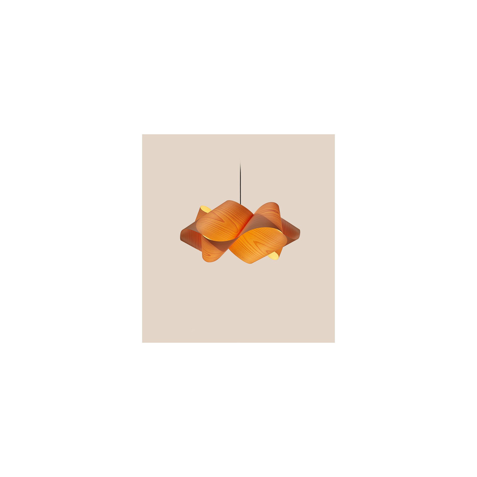 Swirl Single Light Dimmable Pendant, Natural Beech, E26, Matte Black