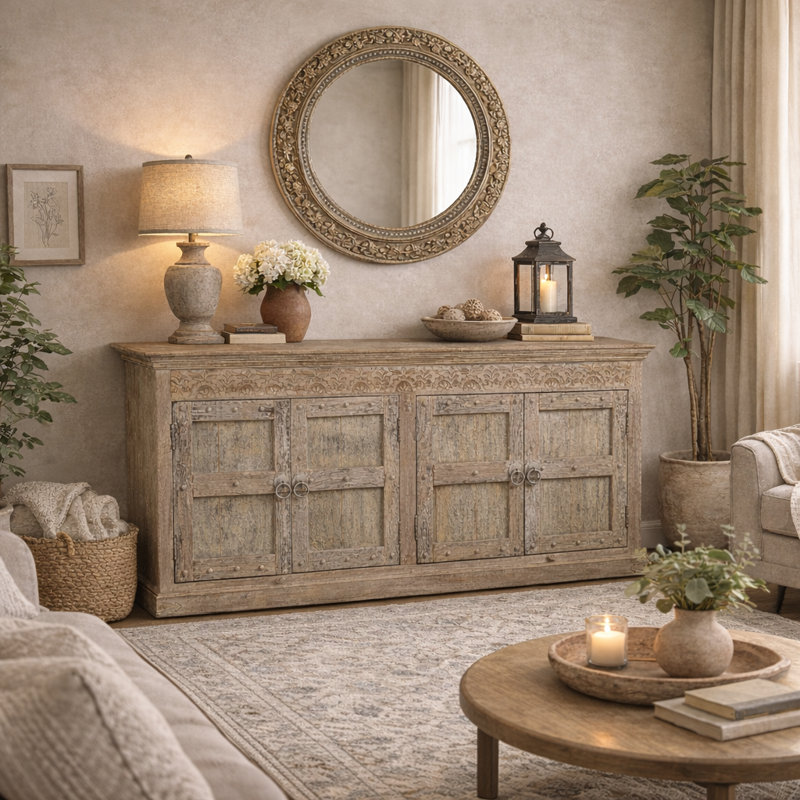 Buffet en bois d'acacia de 89 po de largeur Bollitree