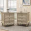 Ensemble de 2 tables de chevet avec 4 tiroirs, table de bout en bois avec tablette coulissante dissimulée, grande table d'appoint avec 4 pieds en bois massif et poignée en métal, assemblage facile, brun clair-806322460-806322458