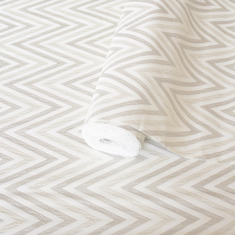 Geometric Deep Embossed Zigzag Pattern Chevron Wallpaper, Beige