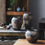 Vase en céramique rustique pour décor de maison de campagne, grand vase en terre cuite pour salon, table et centre de table
