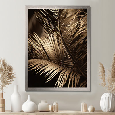 Sépia, sérénité, feuilles de palmier I - palmiers, impression sur toile