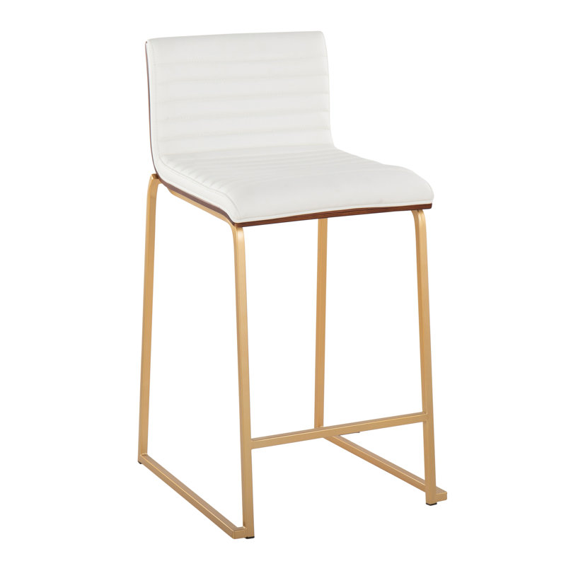 Contemporary Counter Stool, Siège blanc / cadre doré