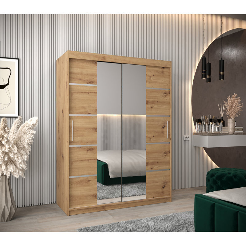 Ludly 2 Door Manufactured Wood Wardrobe, Oak Artisan