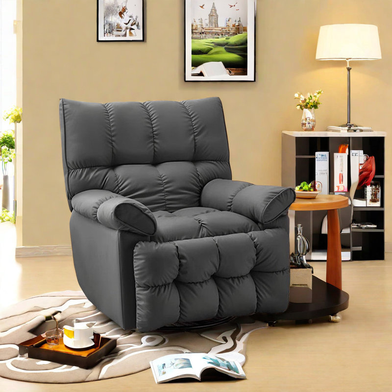 Fauteuil inclinable pivotant en faux cuir Tayce, Crème