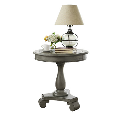 Champagne Finish Wood Side Table Pedestal - Graceful & Functional, 26.5" Tall In Visual Appeal, X 26.5 by Charlton Home