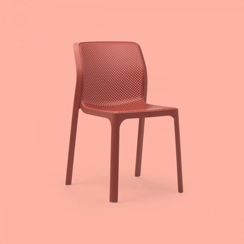 Bit Outdoor Dining Side Chair, Coral