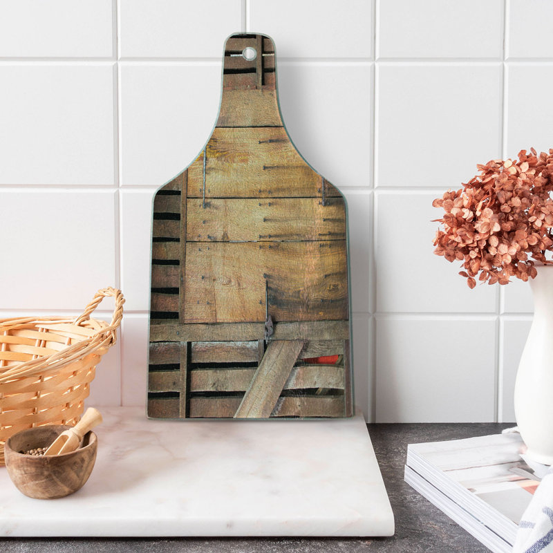 Ambesonne Rustic Tempered Glass Cutting Board Dated Door Barn House Chocolate