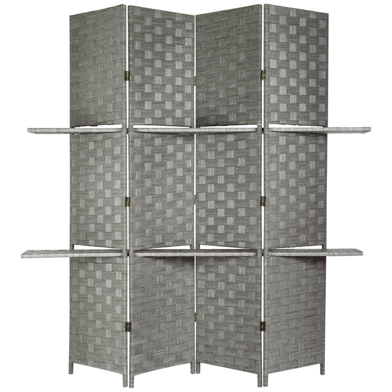160Cm W x 175Cm H 4 - Panel Solid Wood Room Divider, Grey