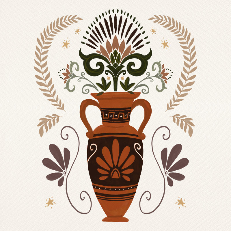 Vase grec, H 20 po x l 20 po