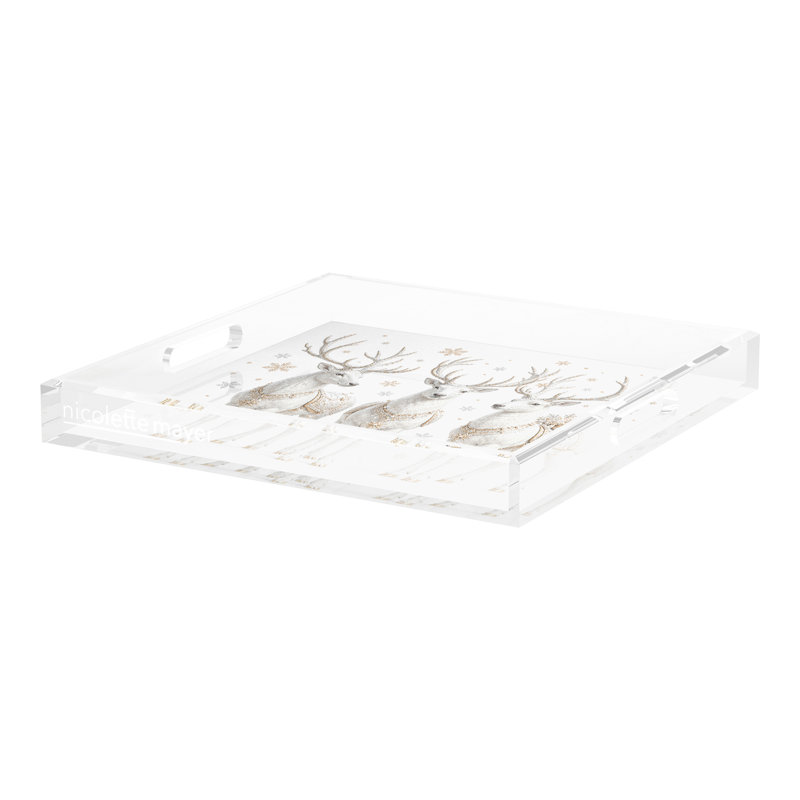Plateau décoratif doré Reindeer Luxe, 18"W x 18"D