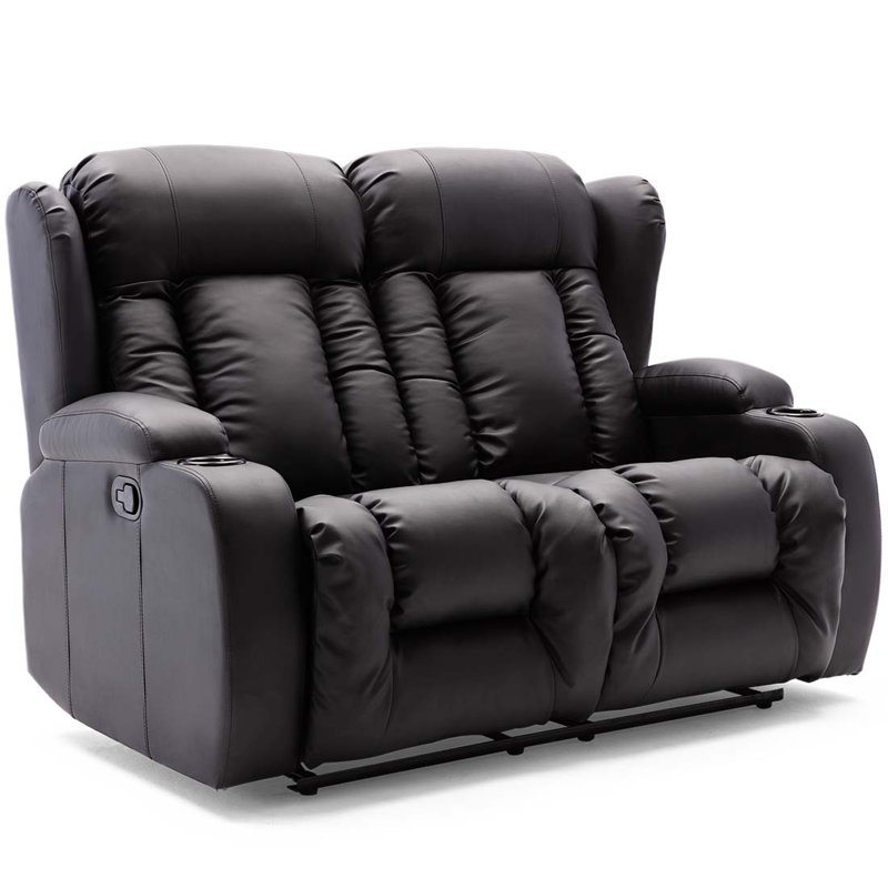 Deneishia 2 Seater Reclining Sofa, Black