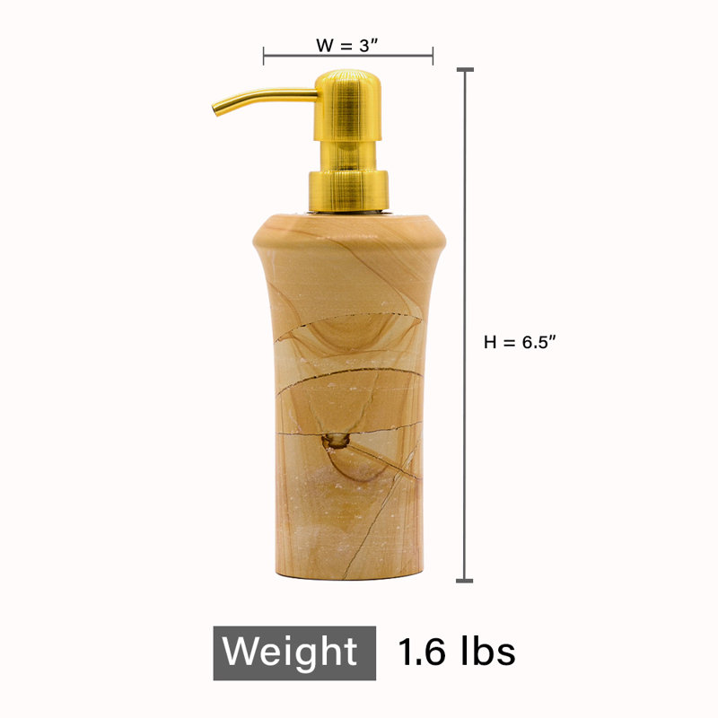 Distributeur de lotion en marbre poli Agil, Teck / or