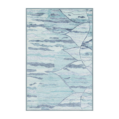 Tapis bleu/gris contemporain