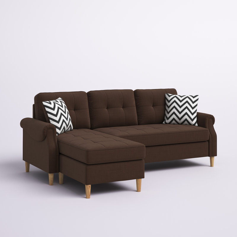 Taelyn Upholstered Sectional Reversible, Dark Coffee Polyester Blend