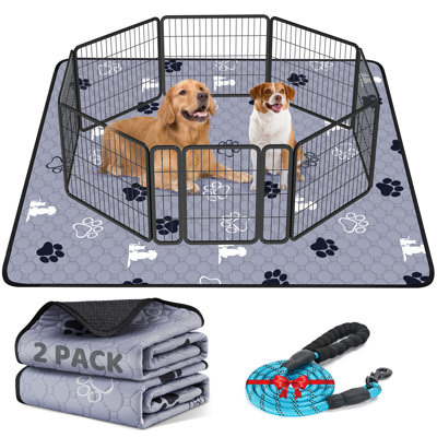 Washable Pee Pads For Dogs,2 Pack 36"x 40" Pet Training Pads With 60"l Dog Leash