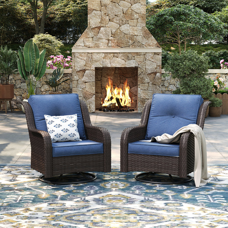 Fauteuil club pivotant avec coussins , Bleu ardoise
