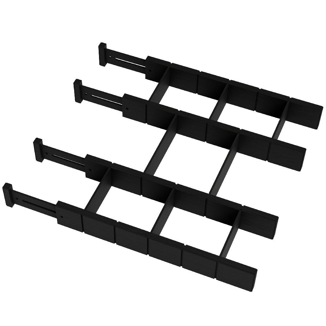 Bamboo Adjustable Drawer Dividers with Inserts and Labels – Expandable Kitchen and Home Organizer for Drawers, Dressers, and Office, 4 Dividers with 9 Inserts (17"-22") SpaceAid 